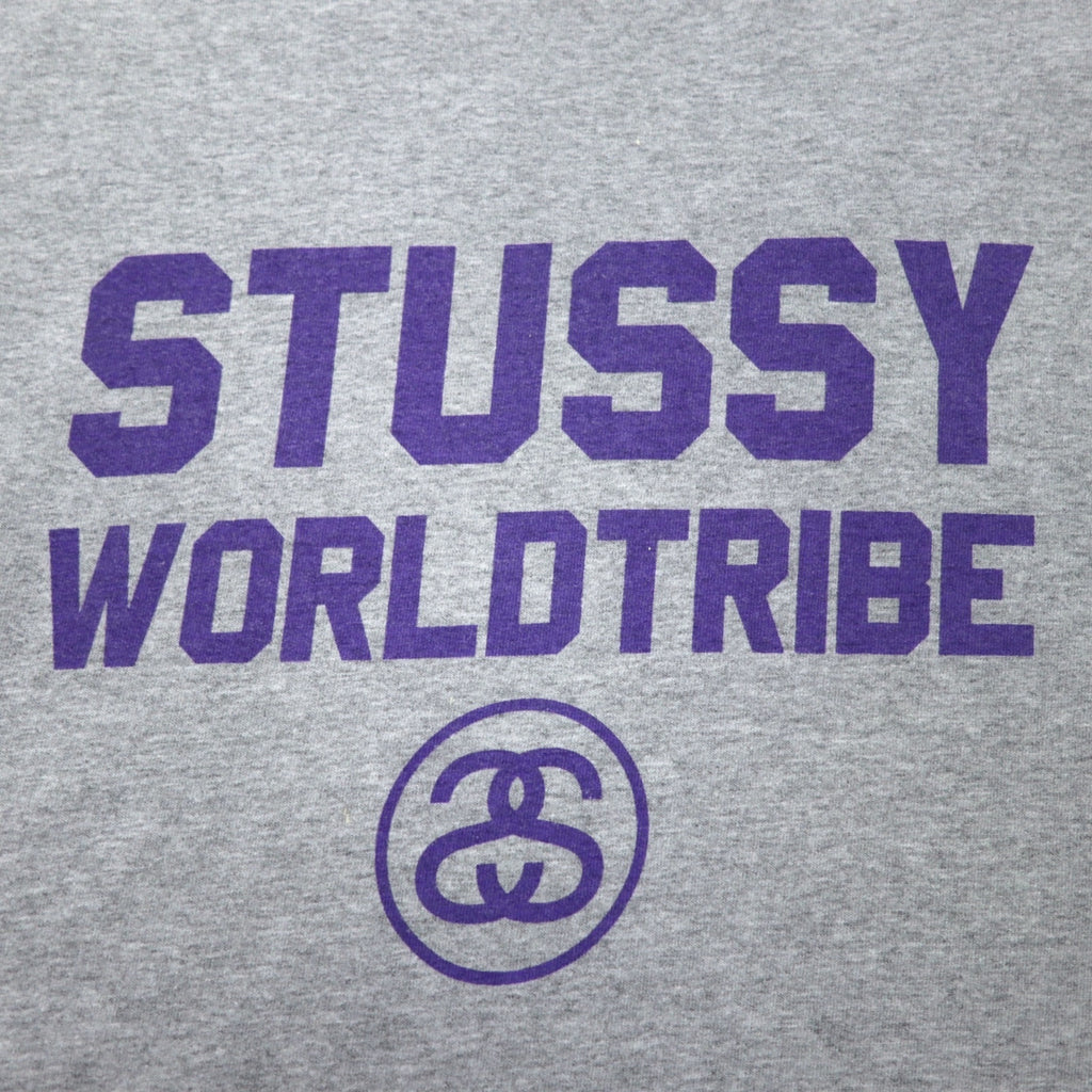 stussy 00's Chanel Logo T-shirt L Gray Cotton WORLD TRIBE Black Tag Made in Mexico