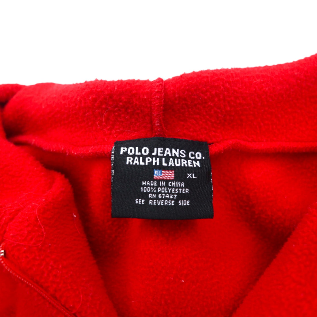 POLO JEANS CO. RALPH LAUREN 90s fleece half-zip hoodie XL red polyester logo