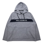 POLO JEANS CO. RALPH LAUREN 90s fleece half-zip hoodie L gray polyester logo