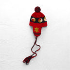 Leh Ear Flap Knit Cap, Pompom Knit Hat, FREE, Red, With Earmuffs