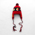 Leh Ear Flap Knit Cap, Pompom Knit Hat, FREE, Red, With Earmuffs