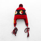 Leh Ear Flap Knit Cap, Pompom Knit Hat, FREE, Red, With Earmuffs