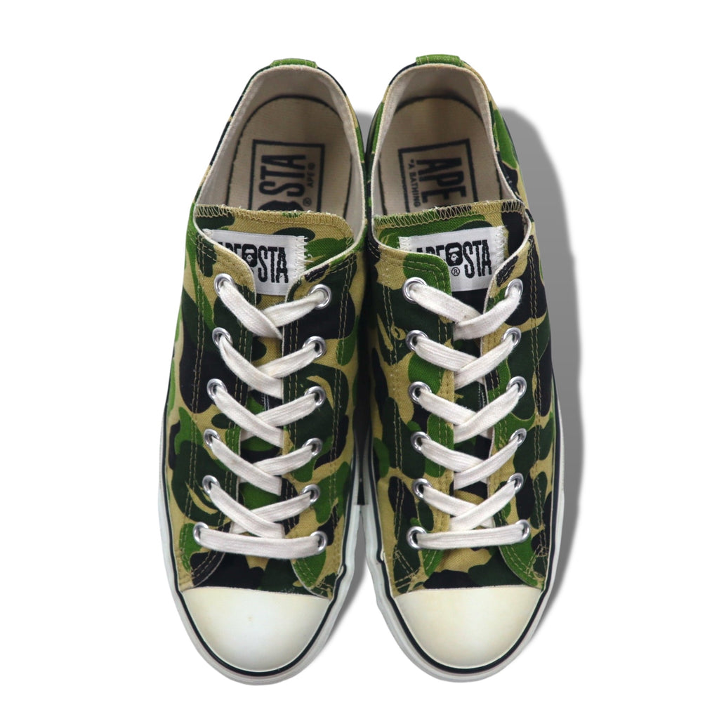 A BATHING APE Canvas Sneakers 28cm Khaki Camo Pattern APE STA GREEN CAMO LO Made in Japan