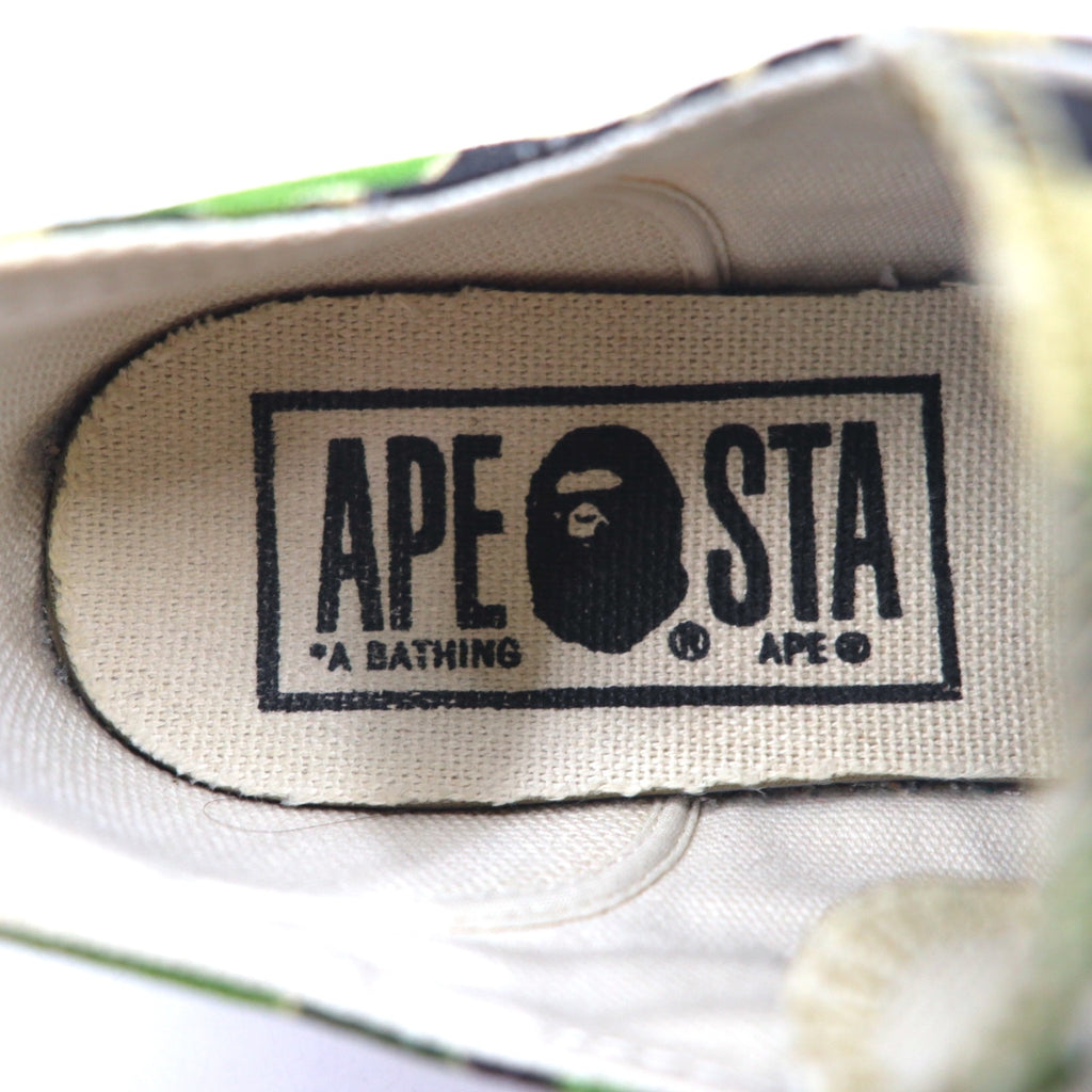 A BATHING APE Canvas Sneakers 28cm Khaki Camo Pattern APE STA GREEN CAMO LO Made in Japan