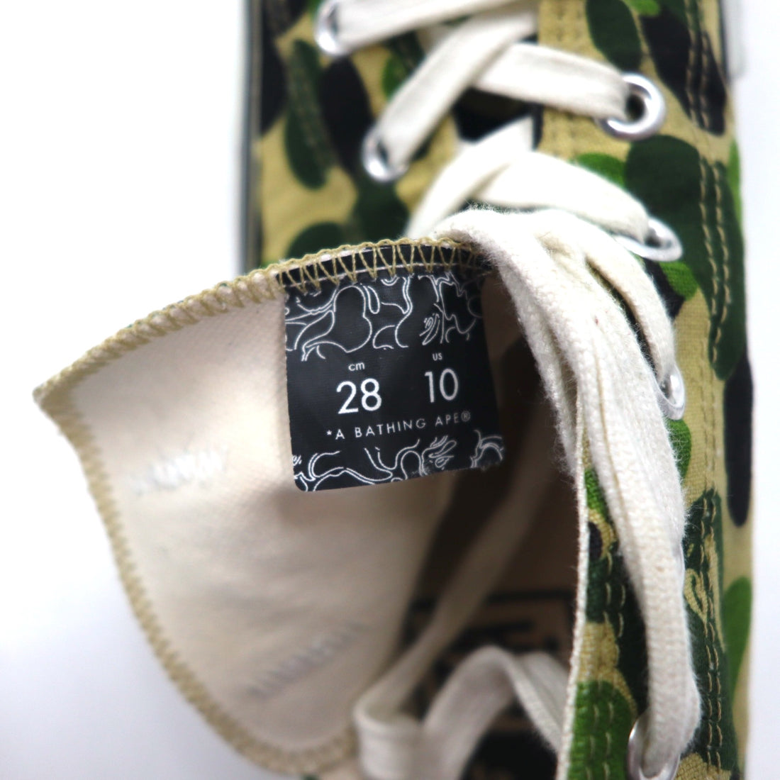 A BATHING APE Canvas Sneakers 28cm Khaki Camo Pattern APE STA GREEN CAMO LO Made in Japan