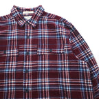 L.L.Bean シャミークロス フランネルシャツ L ボルドー TRADITIONAL FIT チェック ダブルポケット 277981