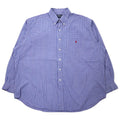 日本然リトテ-古着オンライン-Ralph Lauren ボタンダウンシャツ XXL ブルー チェック コットン BLAIRE スモールポニー刺繍-Ralph Lauren Button-Down SHIRTS XXL Blue Checked Cotton BLAIRE Small Pony Embroidery