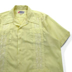 ROMANI 80s Cuban Box Shirt, Size XL, Yellow, Polyester and Cotton, Embroidered