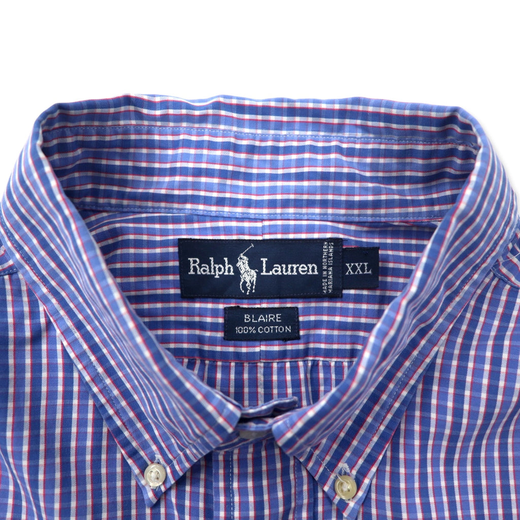 Ralph Lauren Button Down Shirt XXL Blue Check Cotton BLAIRE Small Pony Embroidery