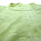 ROMANI 80s Cuban Box Shirt, Size XL, Yellow, Polyester and Cotton, Embroidered