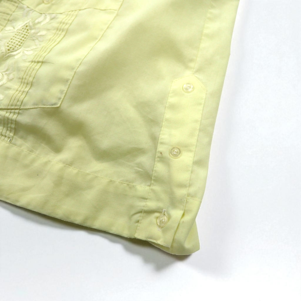 ROMANI 80s Cuban Box Shirt, Size XL, Yellow, Polyester and Cotton, Embroidered