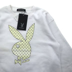 PLAY BOY ロゴプリント クルーネック スウェット L ホワイト コットン 裏起毛 未使用品