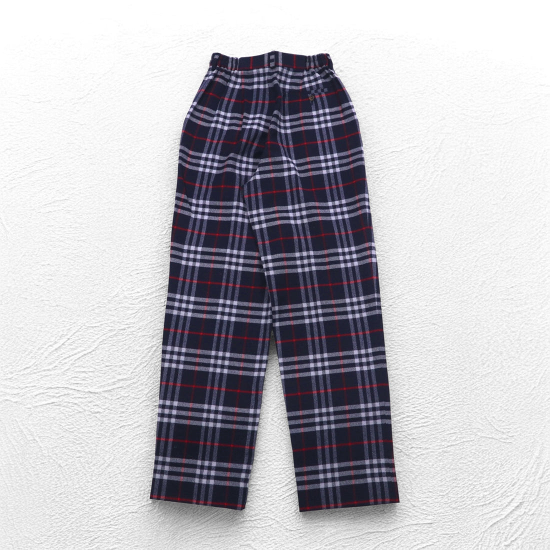 Burberrys Nova Check Tuck Easy Slacks Pants, Medium, Navy, Wool, Made in Japan