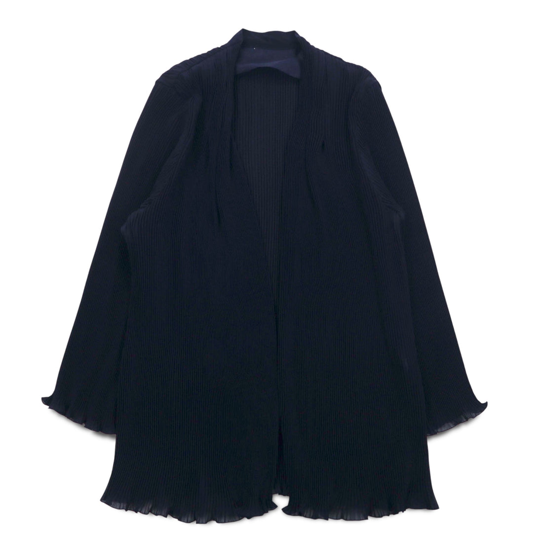 Vintage Pleated Sheer Cardigan Pleated Sheer Cardigan M Navy Polyester
