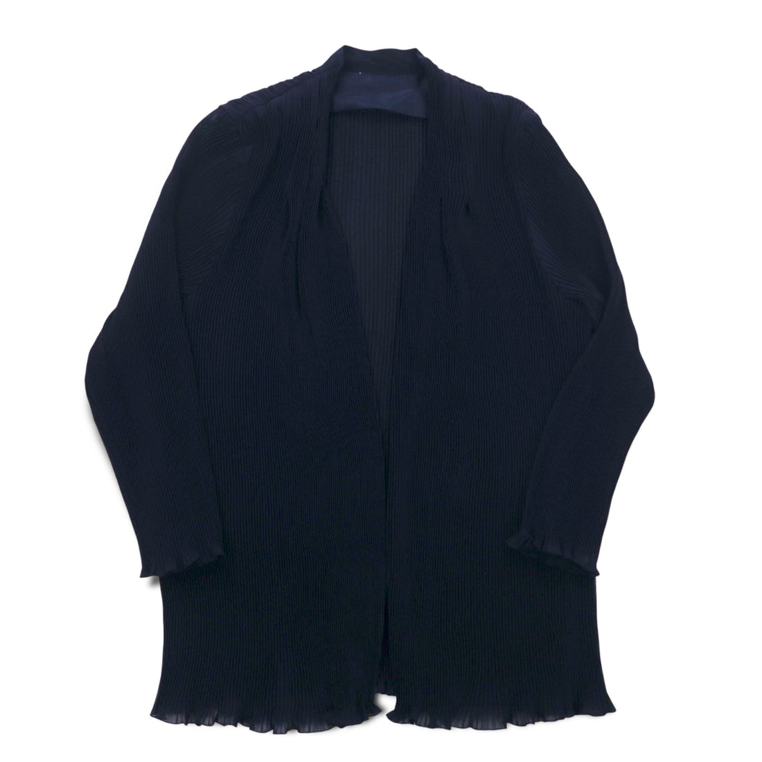Vintage Pleated Sheer Cardigan Pleated Sheer Cardigan M Navy Polyester