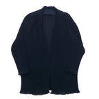 Vintage Pleated Sheer Cardigan Pleated Sheer Cardigan M Navy Polyester