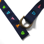 POLO RALPH LAUREN リングベルト L ネイビー ナイロン スカル ロゴ エンブレム 刺繍