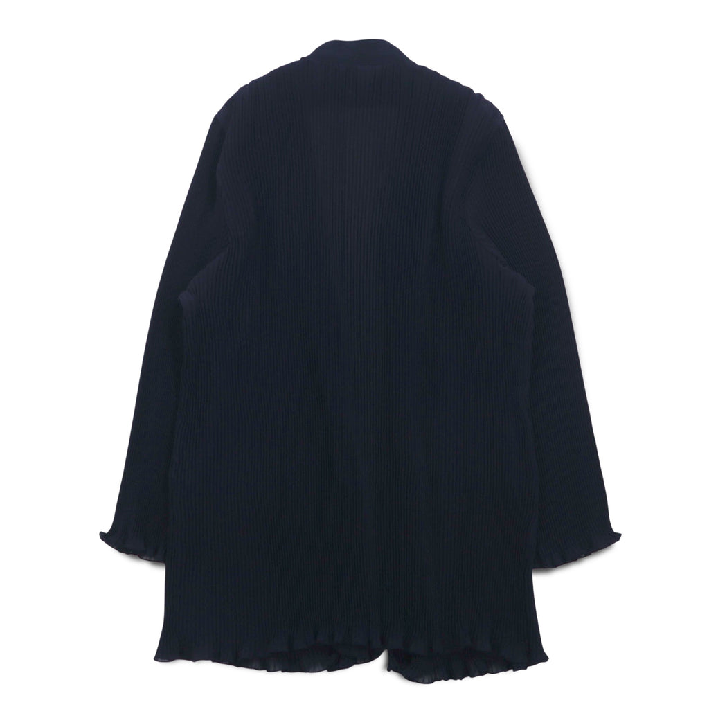 Vintage Pleated Sheer Cardigan Pleated Sheer Cardigan M Navy Polyester