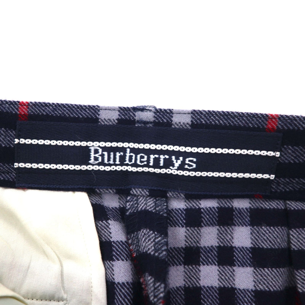 Burberrys Nova Check Tuck Easy Slacks Pants, Medium, Navy, Wool, Made in Japan