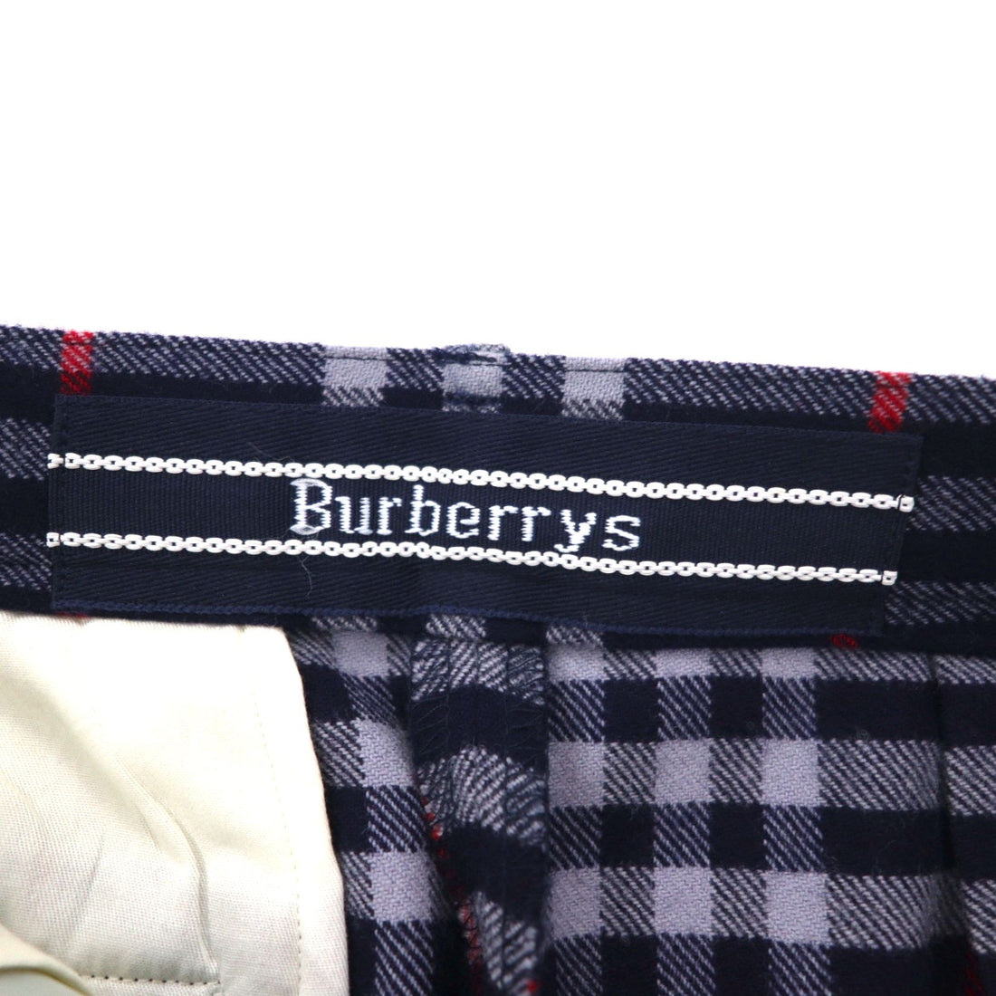 Burberrys Nova Check Tuck Easy Slacks Pants, Medium, Navy, Wool, Made in Japan