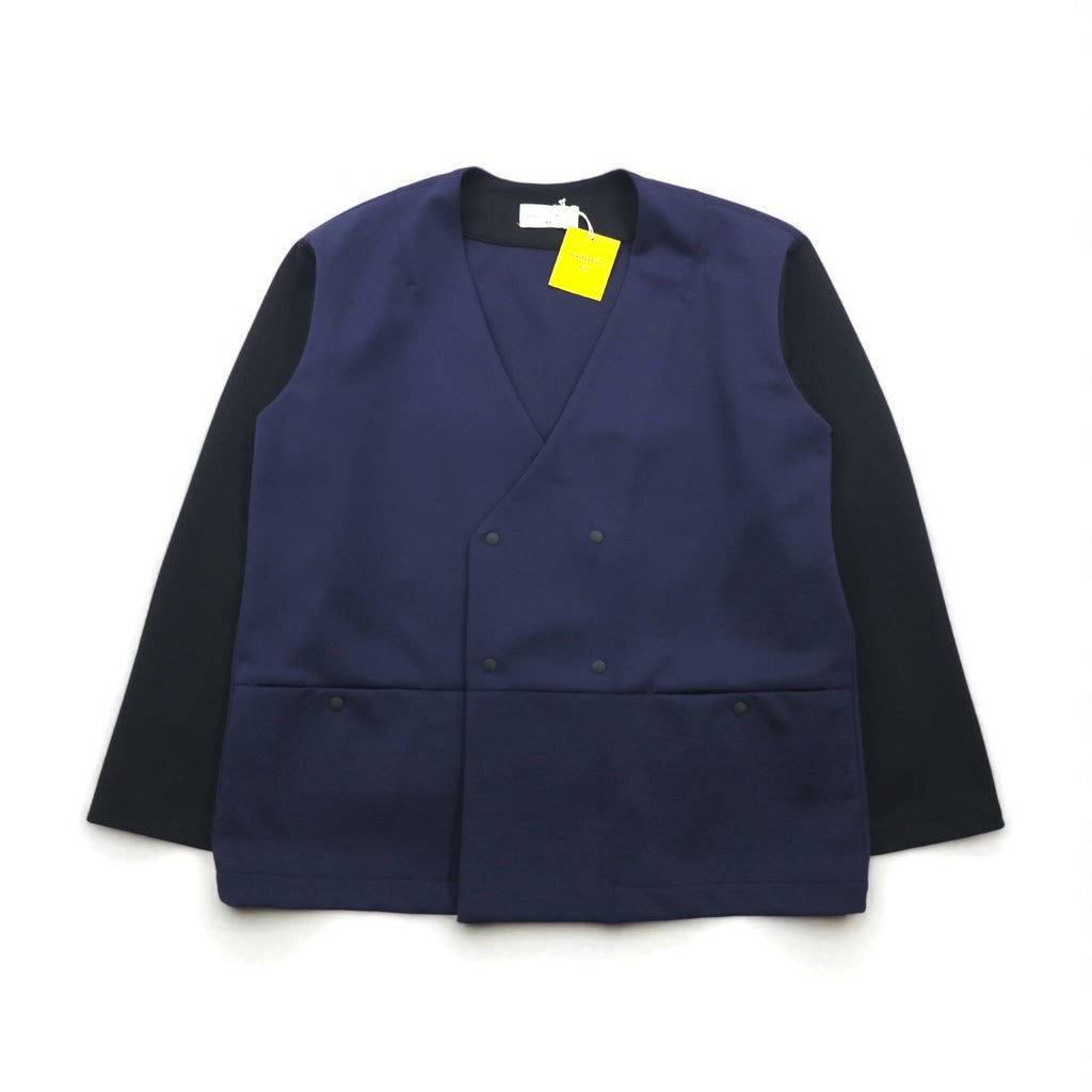 masterkey SONNY Collarless Jacket, Two-Tone Cardboard Knit, Size M, Navy and Black, MK22S-C-13, Made in Japan, Unused