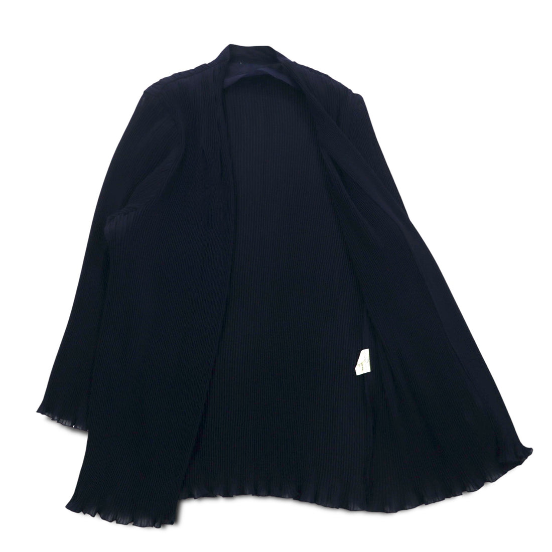 Vintage Pleated Sheer Cardigan Pleated Sheer Cardigan M Navy Polyester