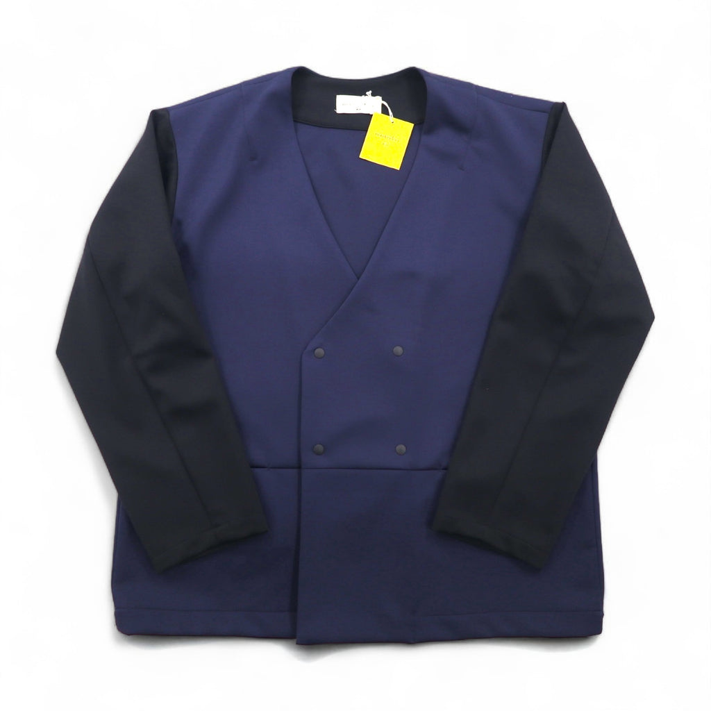 masterkey SONNY Collarless Jacket, Two-Tone Cardboard Knit, Size M, Navy and Black, MK22S-C-13, Made in Japan, Unused