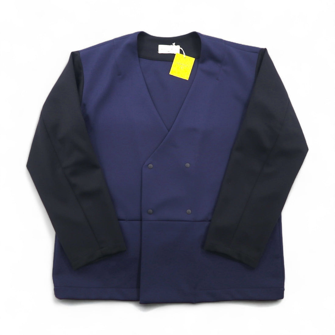 masterkey SONNY Collarless Jacket, Two-Tone Cardboard Knit, Size M, Navy and Black, MK22S-C-13, Made in Japan, Unused