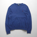 Polo Ralph Lauren 90s V-neck Pima cotton knit sweater, size M, blue, with small pony embroidery