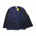masterkey SONNY Collarless Jacket, Two-Tone Cardboard Knit, Size M, Navy and Black, MK22S-C-13, Made in Japan, Unused