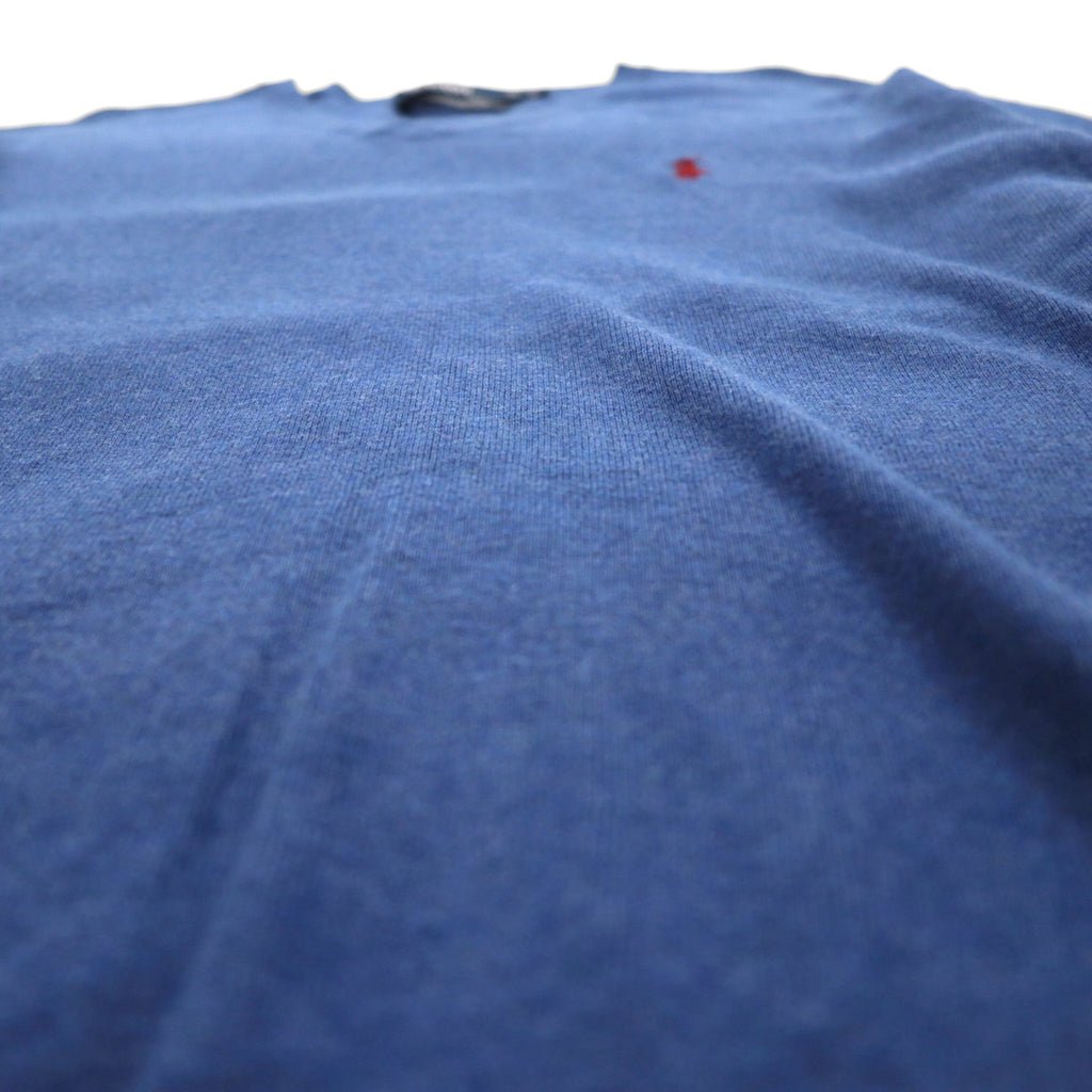 Polo Ralph Lauren 90s V-neck Pima cotton knit sweater, size M, blue, with small pony embroidery