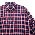 BURBERRY Nova Check Button-Down Shirt L Navy Cotton One Point Logo Embroidery