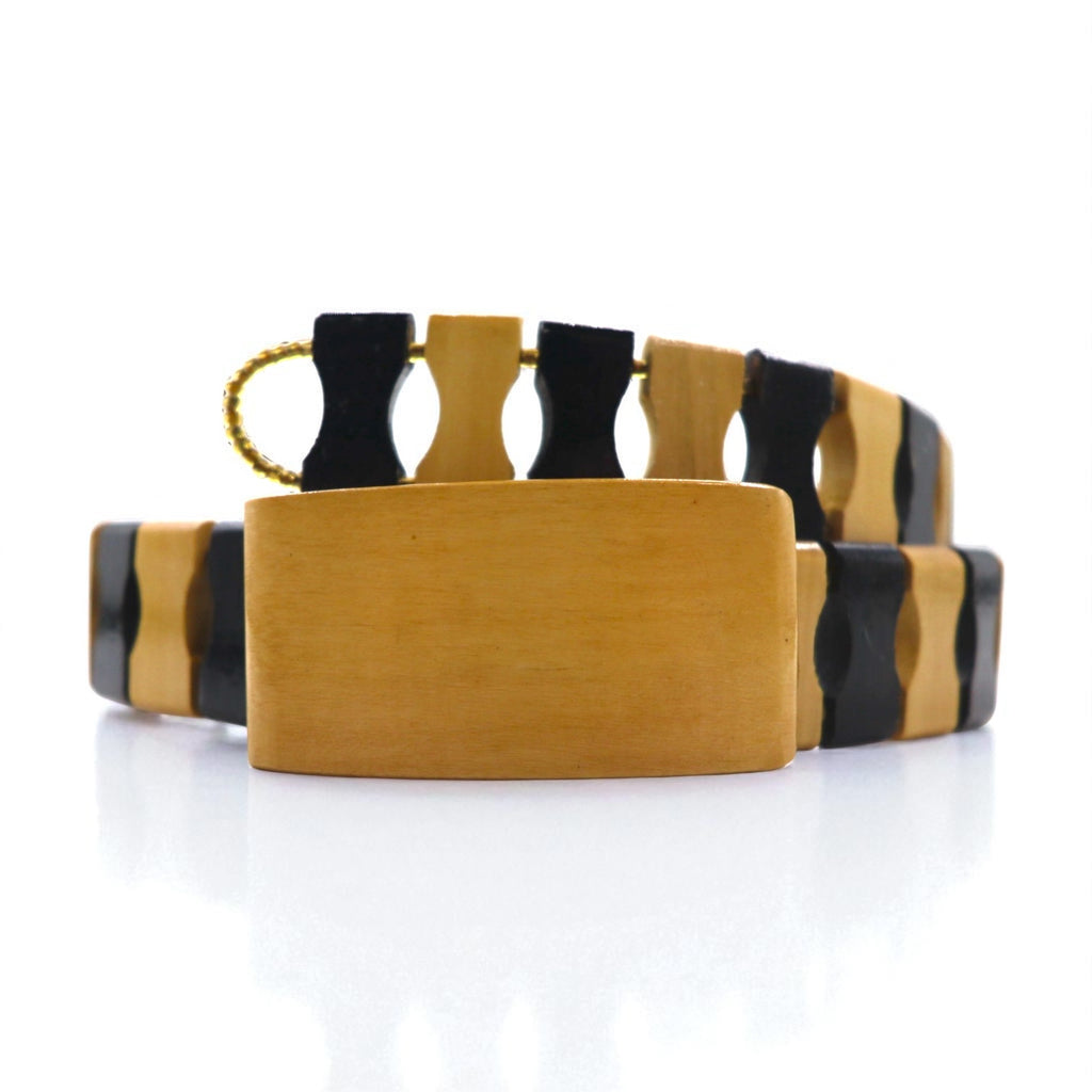 GAIJIN MADE (Hollywood Ranch Market) Wood Belt, Beige and Black