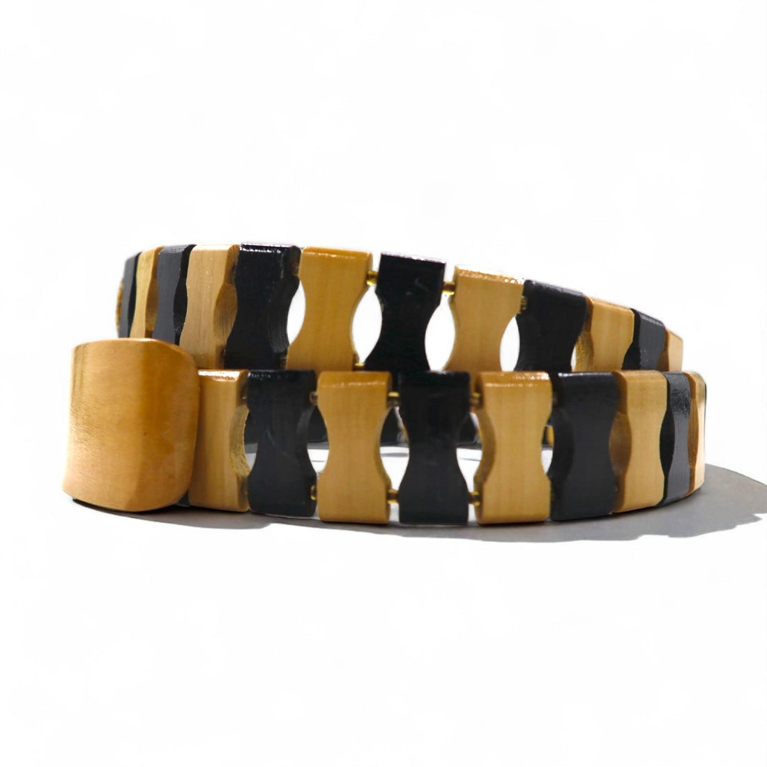 GAIJIN MADE (Hollywood Ranch Market) Wood Belt, Beige and Black