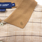 POLO GOLF RALPH LAUREN Long Sleeve Polo Shirt, Rugby Shirt, XL, Beige Check