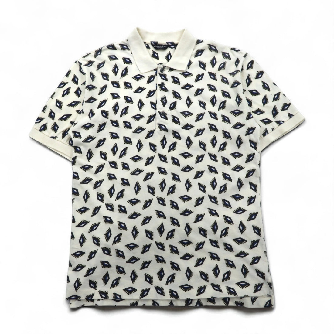 Christian Dior MONSIEUR vintage all-over print polo shirt, size M, white cotton