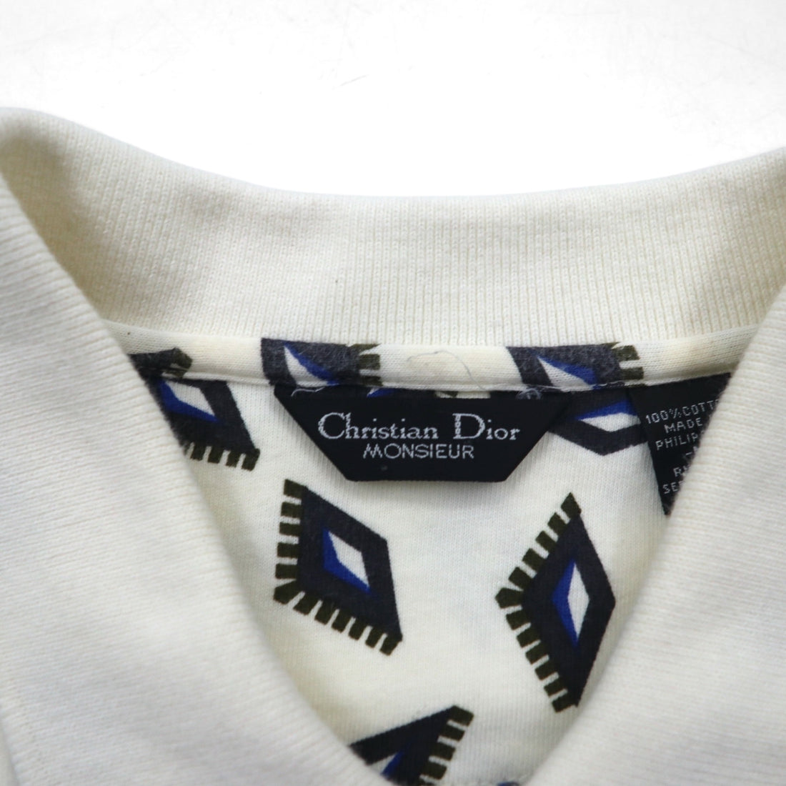 Christian Dior MONSIEUR vintage all-over print polo shirt, size M, white cotton