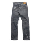 Polo Ralph Lauren distressed skinny jeans, denim pants, size 30, grey, cotton, stretch, leather patch, zipper fly, made in Turkey