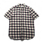 Barbour 半袖 ボタンダウンシャツ M ブラウン チェック コットン MSH5151BE11 ポルトガル製