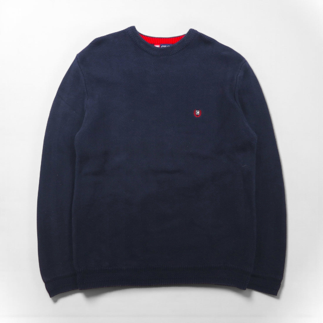 CHAPS RALPH LAUREN Herringbone Knit Sweater, Size L, Navy, Cotton