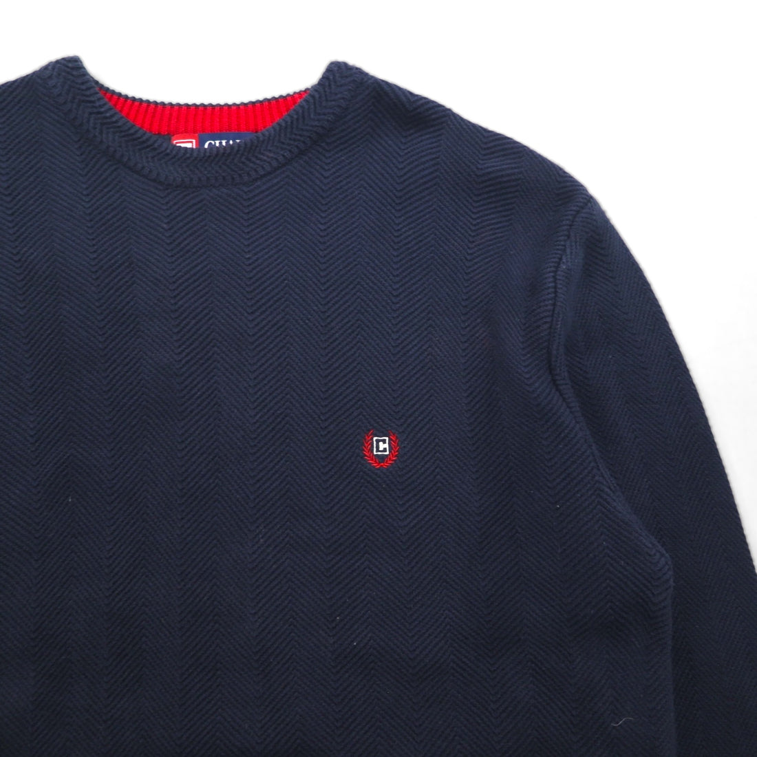 CHAPS RALPH LAUREN ヘリンボーン ニット セーター L ネイビー コットン
