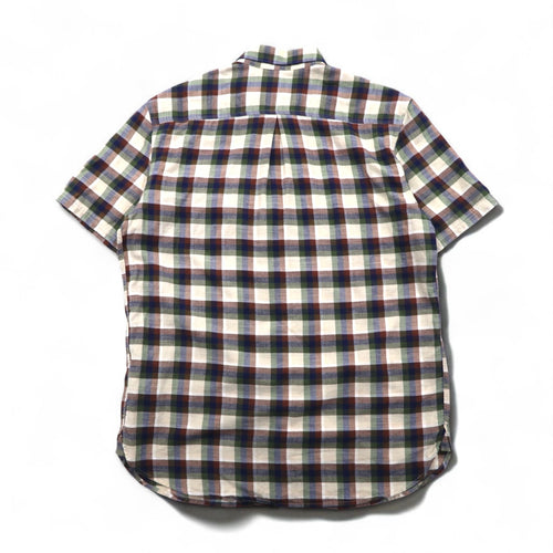 Barbour 半袖 ボタンダウンシャツ M ブラウン チェック コットン MSH5151BE11 ポルトガル製