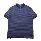 Polo by Ralph Lauren 90s Striped Polo Shirt, XL, Navy Cotton, Small Pony Embroidery