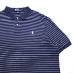 Polo by Ralph Lauren 90s Striped Polo Shirt, XL, Navy Cotton, Small Pony Embroidery