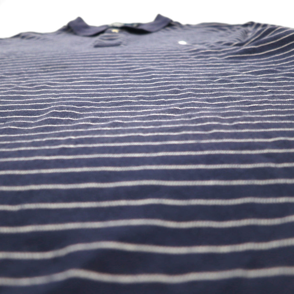 Polo by Ralph Lauren 90s Striped Polo Shirt, XL, Navy Cotton, Small Pony Embroidery