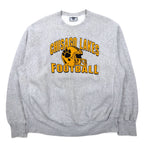 日本然リトテ-古着オンライン-USA製 90年代 Lee リバースウィーブ スウェット XL グレー コットン カレッジ CHISAGO LAKES FOOTBALL 3段プリント アーチロゴ CROSS GRAIN-USA Made 90's Lee Reverse Weave Sweatshirt XL Gray Cotton College CHISAGO LAKES FOOTBALL 3 Tier Print Arch Logo CROSS GRAIN