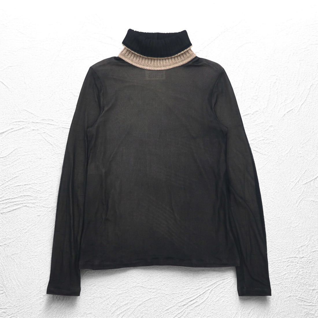 Maison Martin Margiela Turtleneck See-Through Top Second Skin M Black Rayon Cashmere Blend S51GC0286 593-2011 Made in Italy
