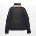Maison Martin Margiela タートルネック シースルートップ セカンドスキン M ブラック レーヨン カシミヤ混 S51GC0286 593-2011 イタリア製