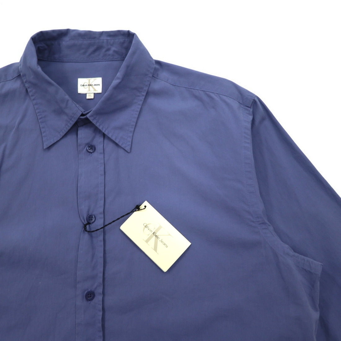 CK Calvin Klein 90s Dress Shirt XL Blue Cotton Unused