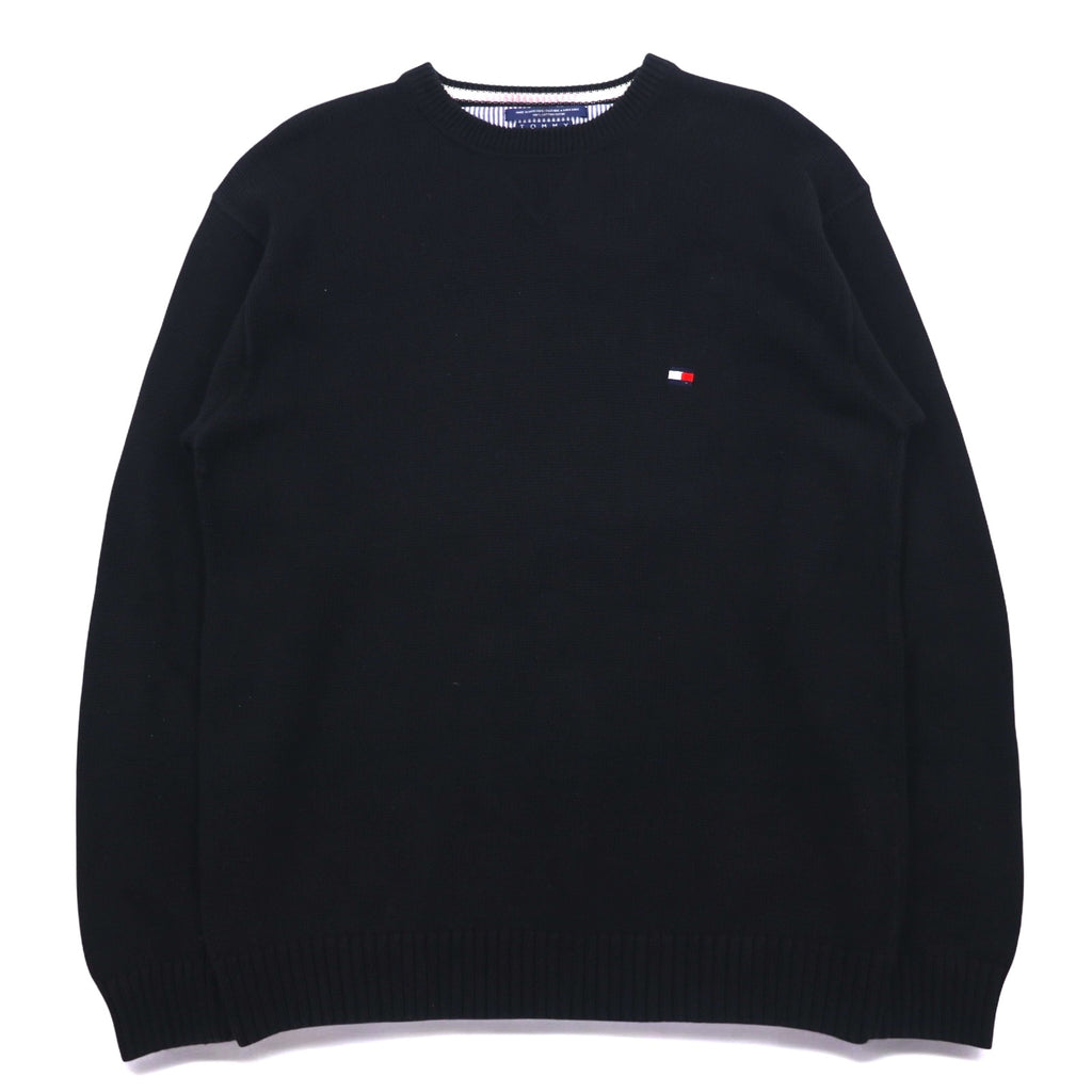 TOMMY HILFIGER 90s Crew Neck Cotton Knit Sweater XL Black